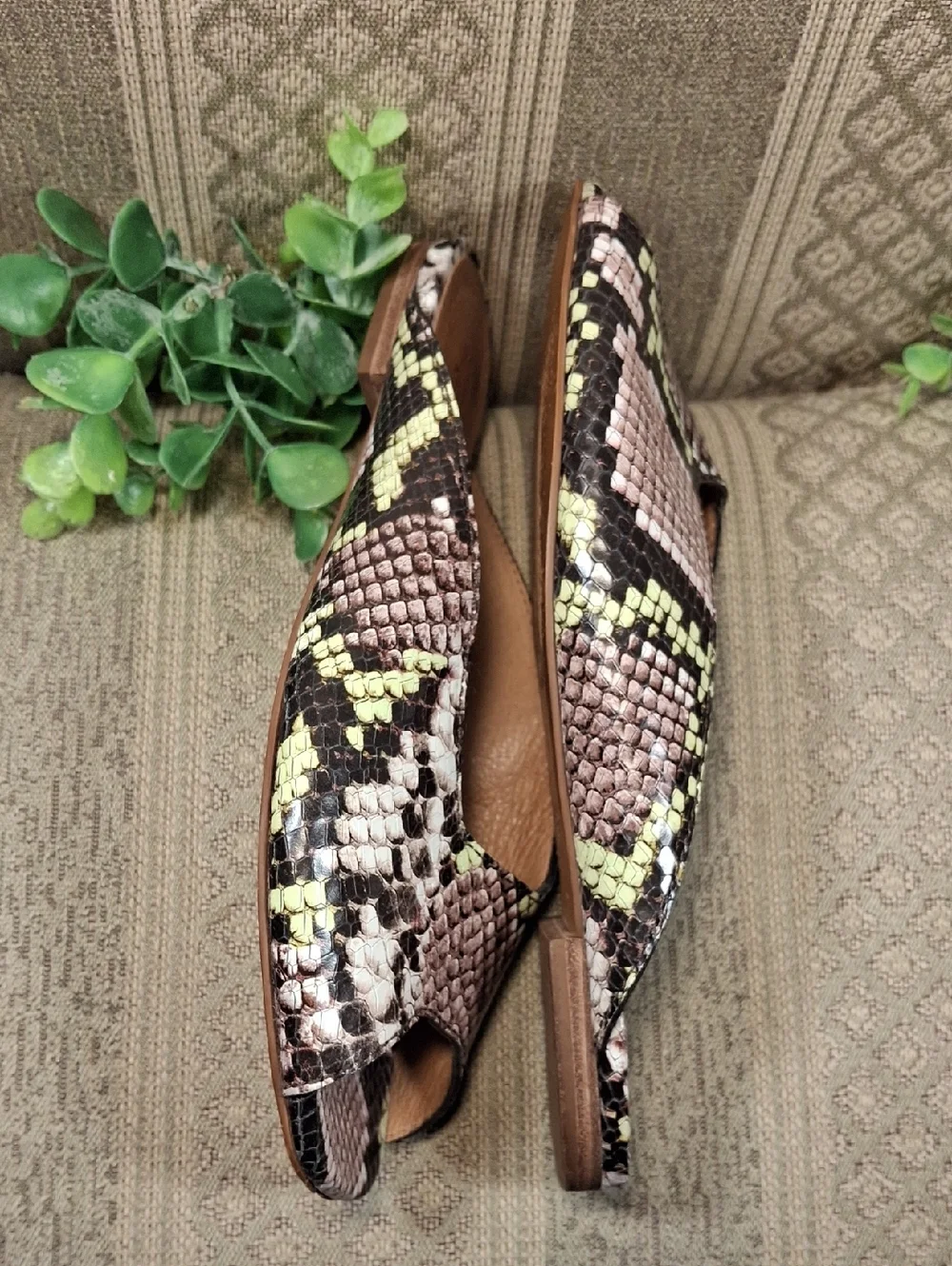 Madewell Erica Peep Toe Snakeskin Flats - Picture 3 of 14